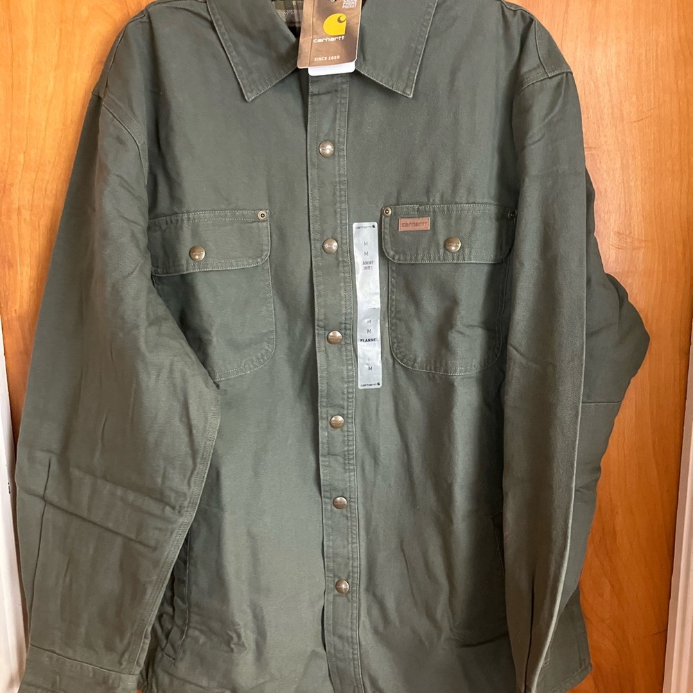 Carhartt Olive Work Shirt Jacket flannel lined.